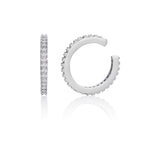 עגיל כסף צמוד מעוגל משובץ