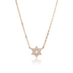 שרשרת מגן דוד רוזגולד משובצת