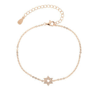 צמיד רוזגולד מגן דוד משובץ