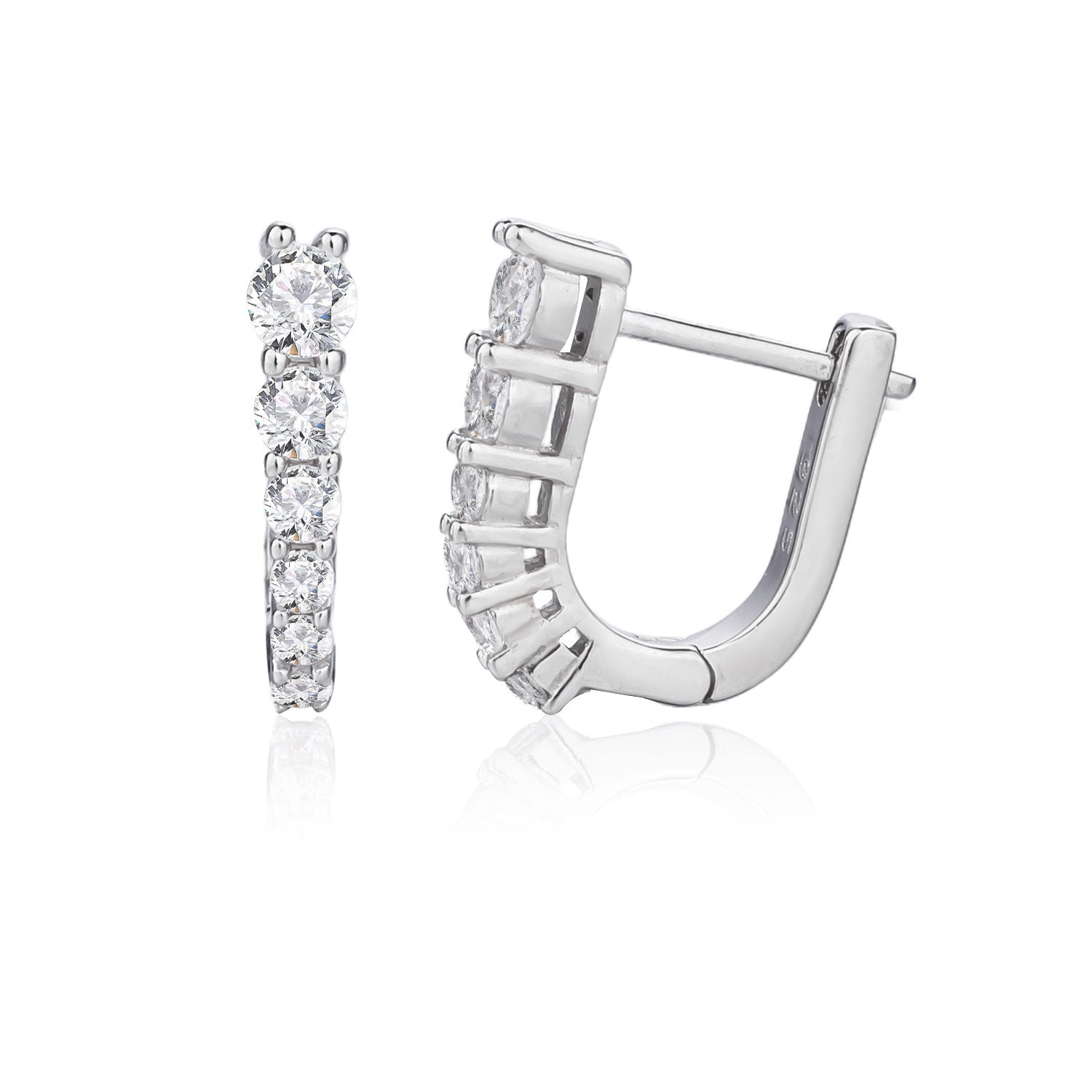 עגיל כסף צמוד עם שיבוץ