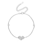 צמיד לב כסף עם אבנים