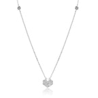 שרשרת לב כסף משובצת אבנים