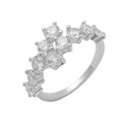 טבעת כסף שתי שורות משובצות