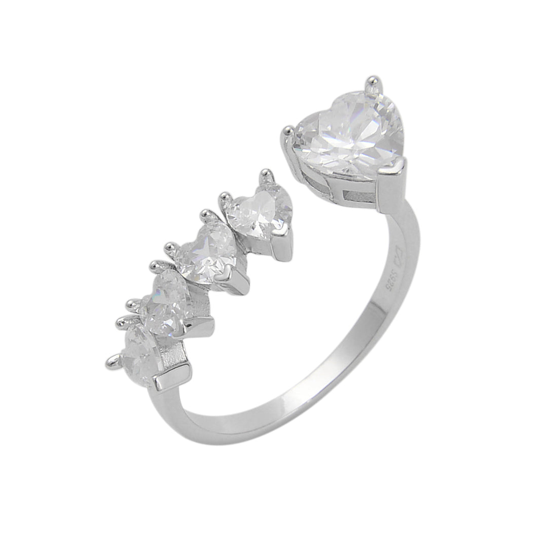 טבעת חמשת הלבבות כסף