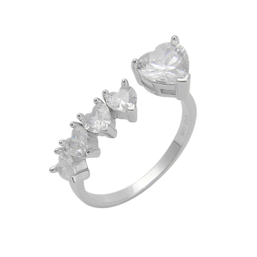 טבעת חמשת הלבבות כסף