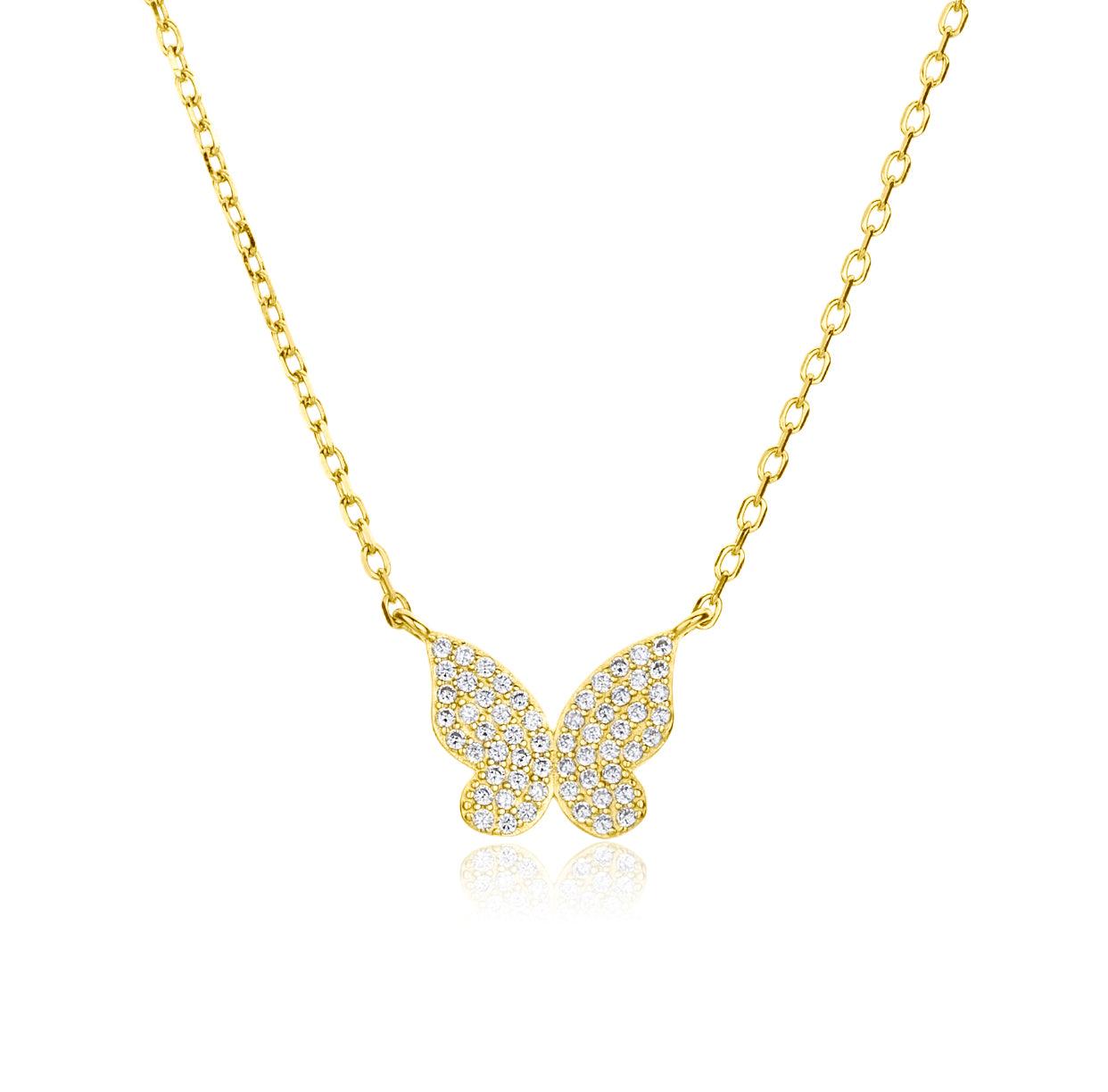 שרשרת זהב פרפר עם שיבוץ