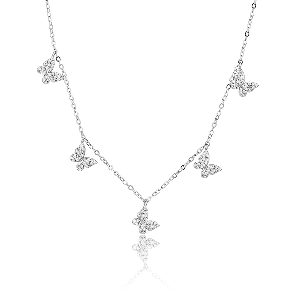 שרשרת כסף פרפרים צמודה