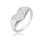 טבעת לב כסף משובצת