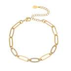 צמיד זהב חוליות קטנות עם שיבוץ