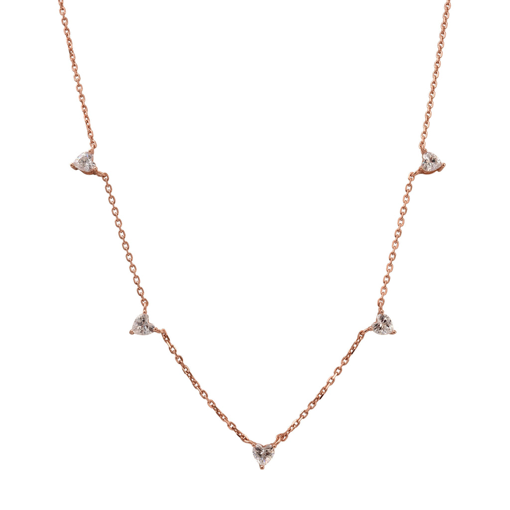 שרשרת רוזגולד משובצת אבנים בצורת לב