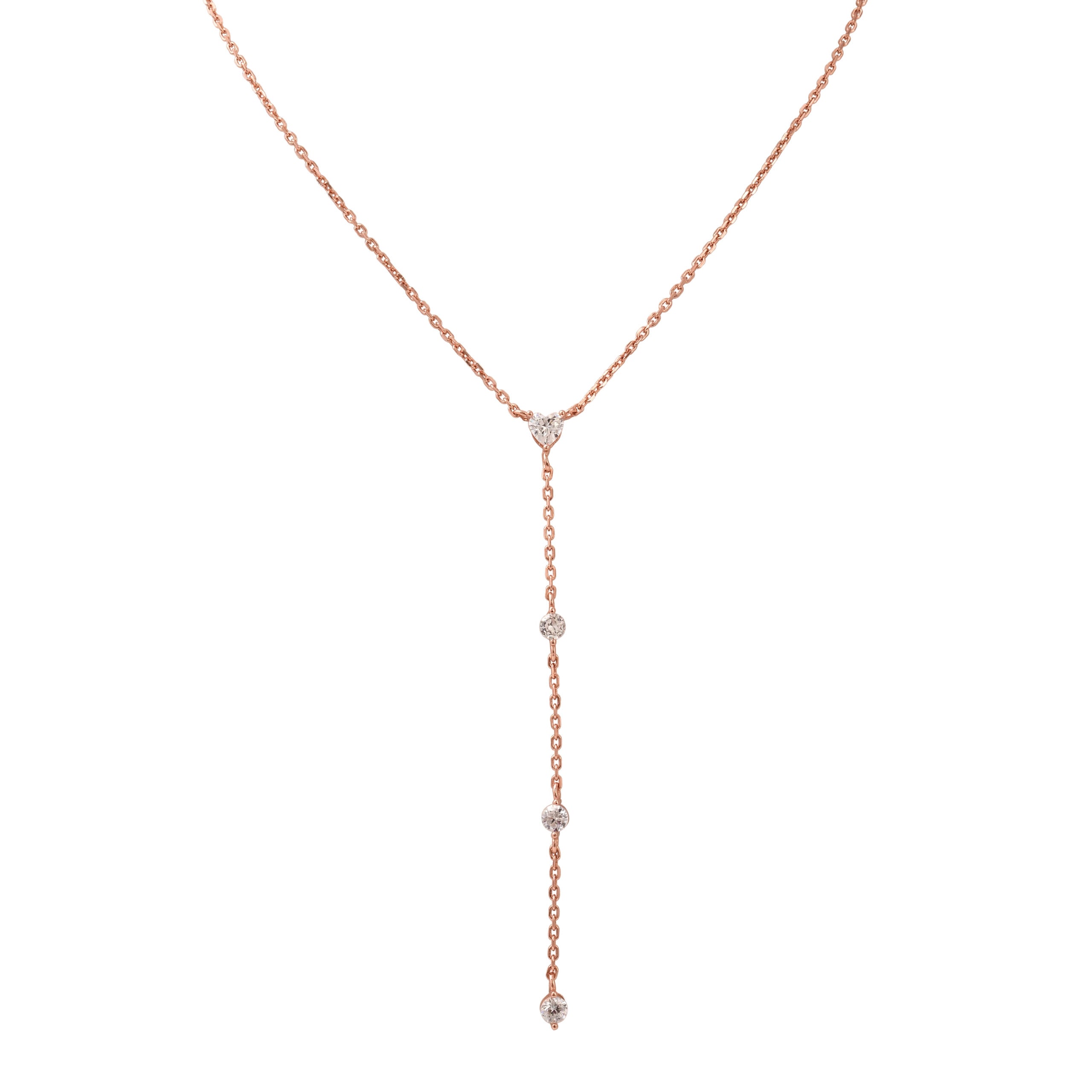 שרשרת רוזגולד עניבה ארבע אבנים