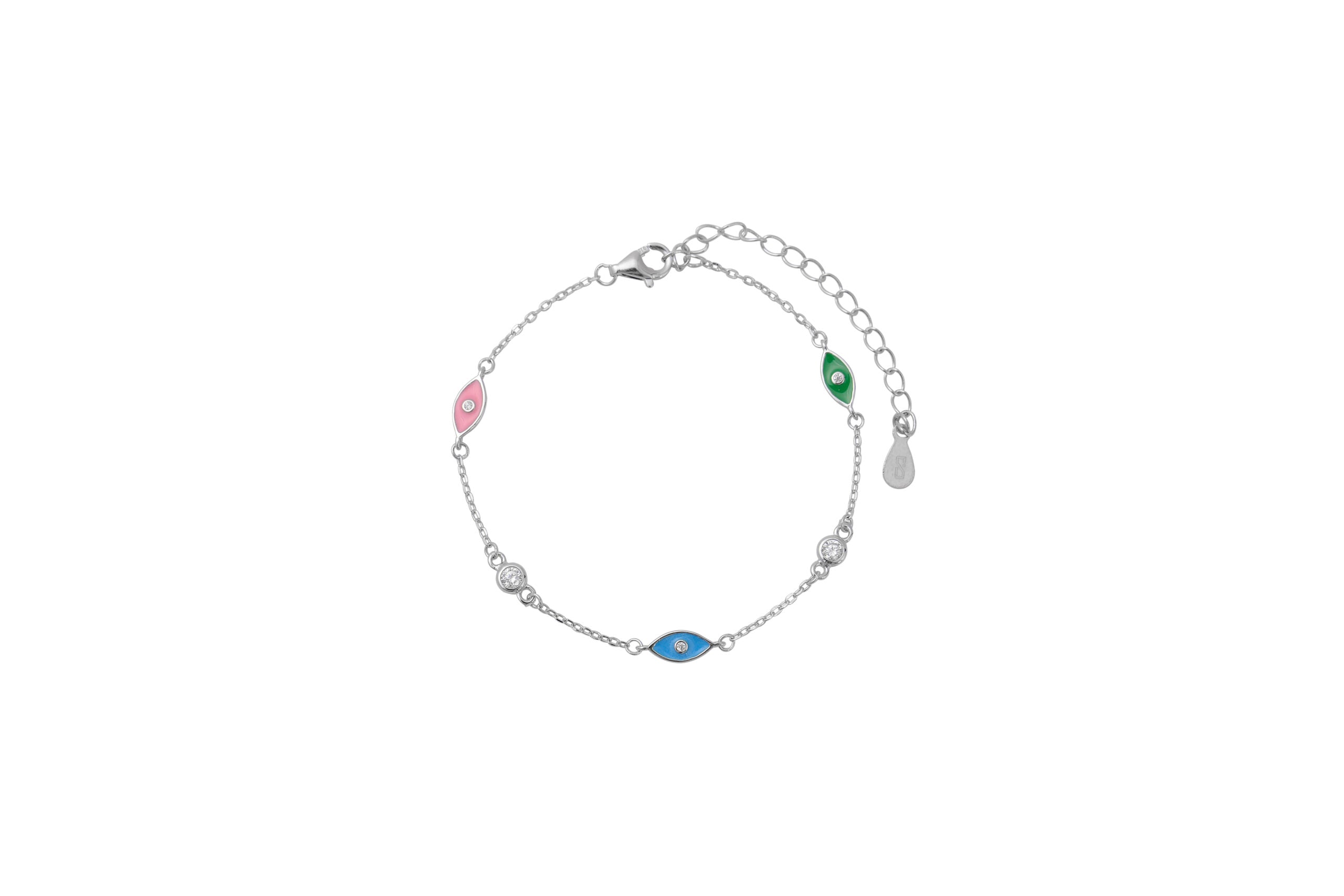 צמיד כסף עיניים צבעוניות