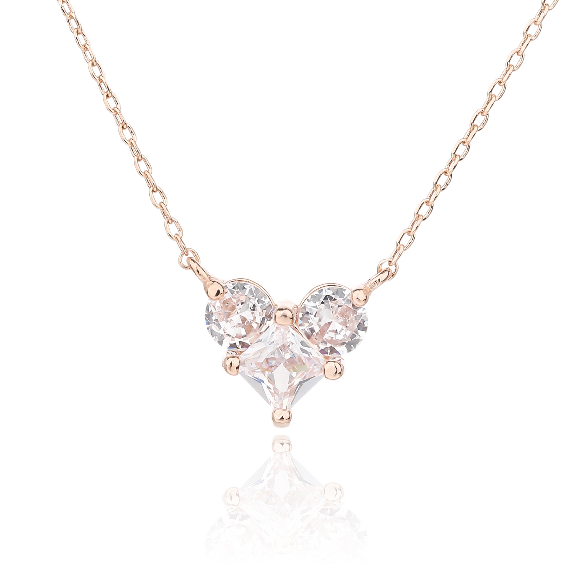 שרשרת רוזגולד לב עם אבנים