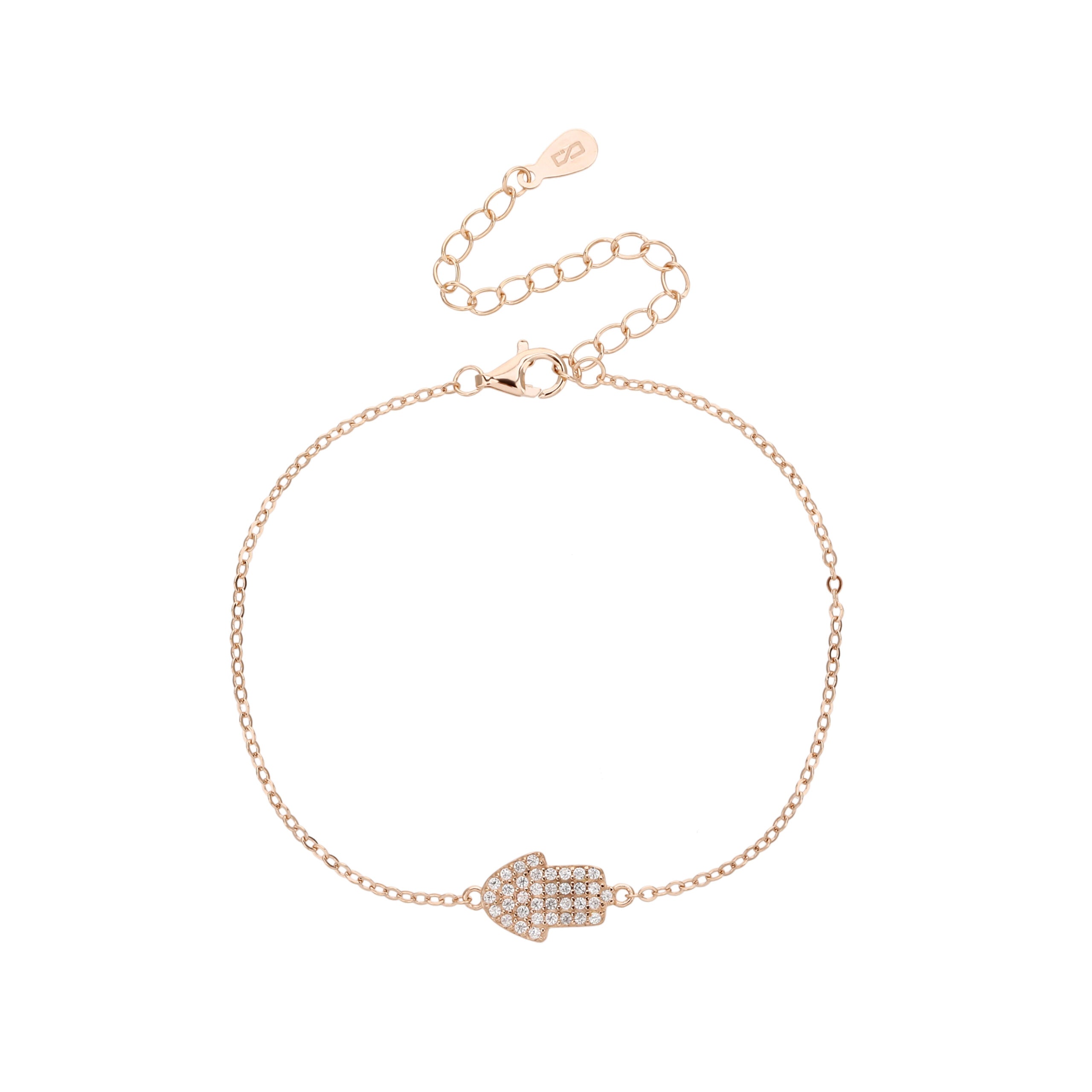 צמיד חמסה רוזגולד שרשרת דקה