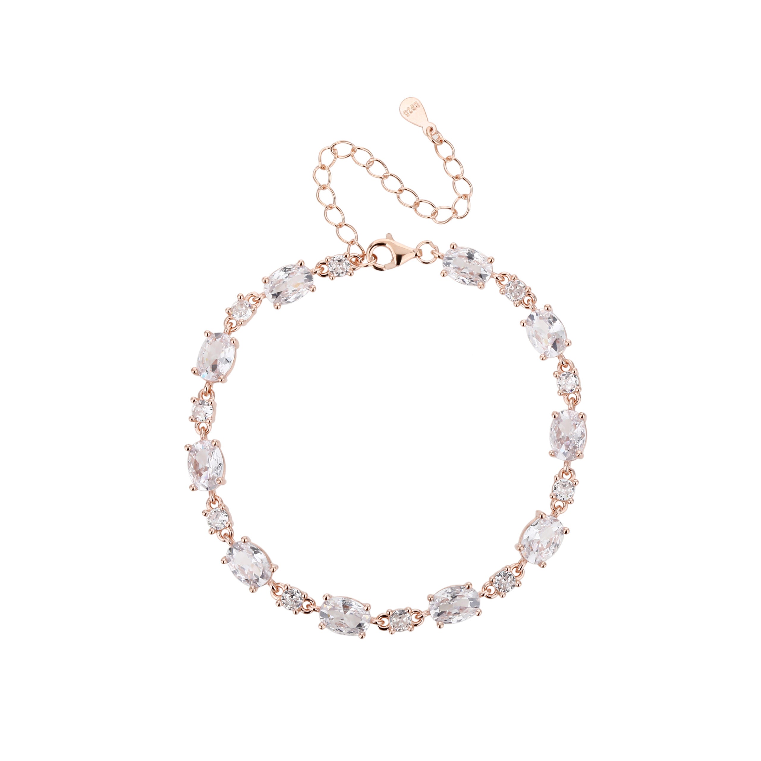 צמיד רוזגולד משובץ אבנים עגולות