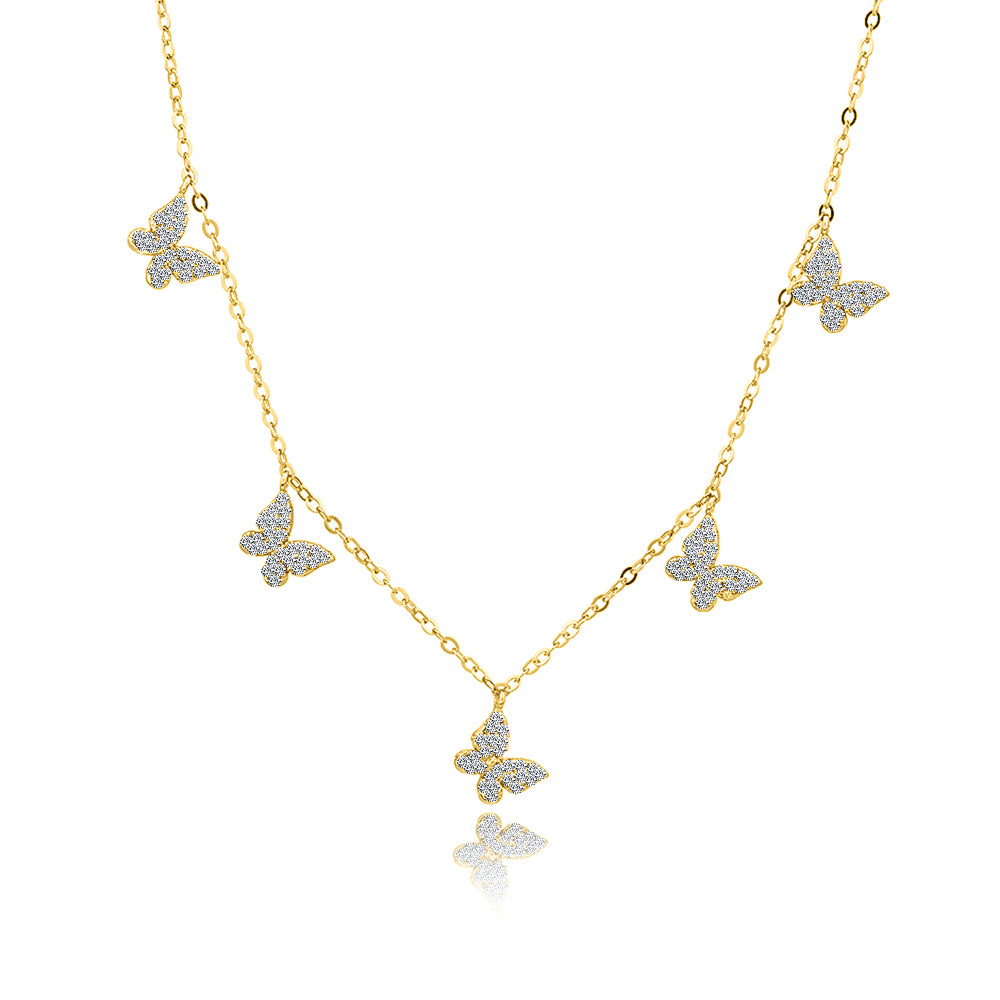 שרשרת זהב פרפרים צמודה