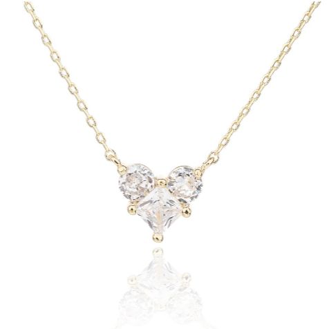 שרשרת זהב לב עם אבנים