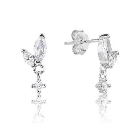 עגיל כסף צמוד עם אבנים קטנות