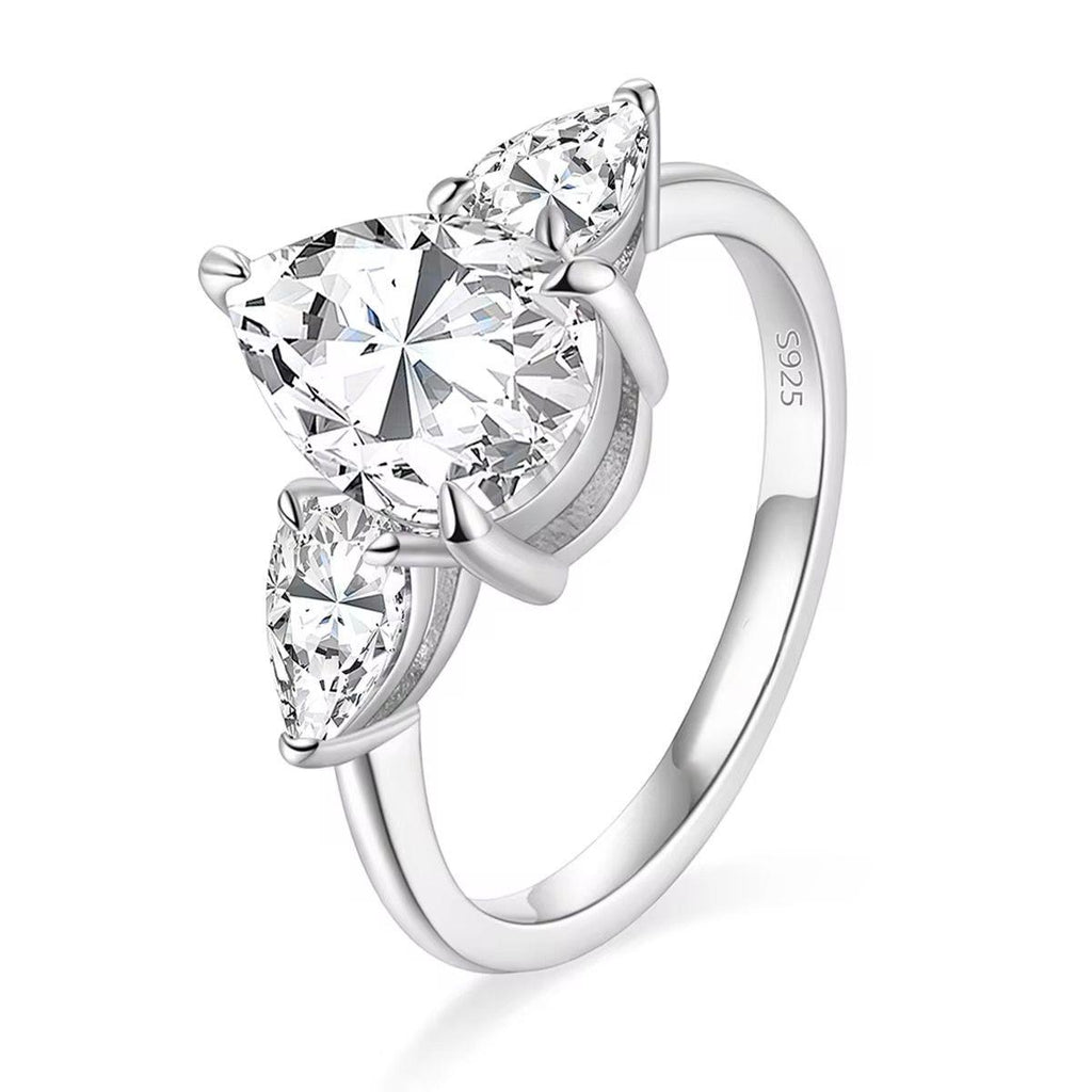 טבעת כסף שיבוץ טיפה עם אבנים