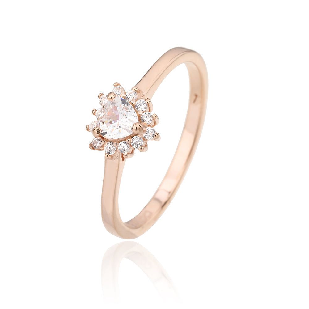 טבעת לב קטנה רוזגולד משובצת