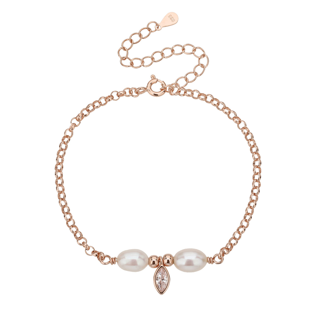 צמיד רוזגולד עם פנינים