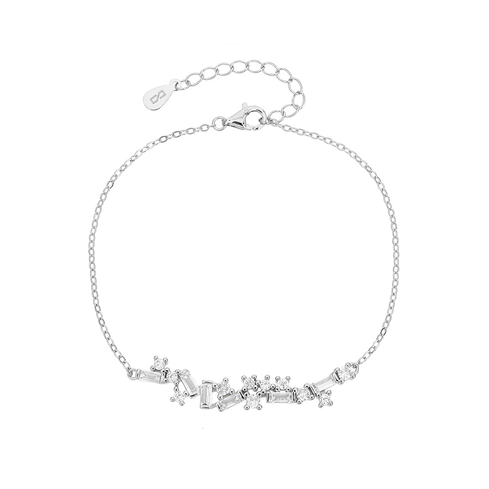 צמיד כסף משובץ אבנים אסימטרי