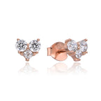 עגיל רוזגולד צורת לב עם אבנים