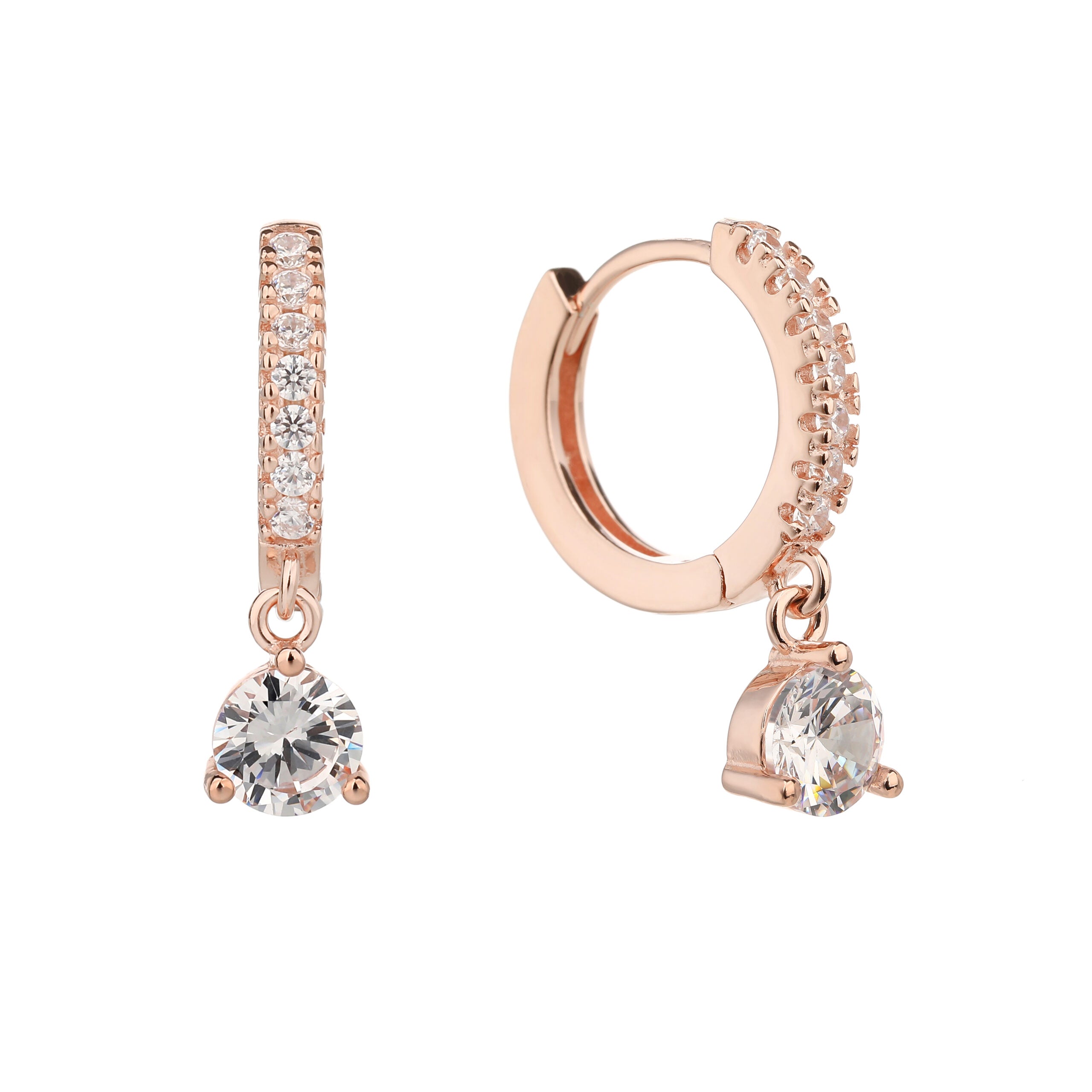 עגיל רוזגולד משובץ עם אבן