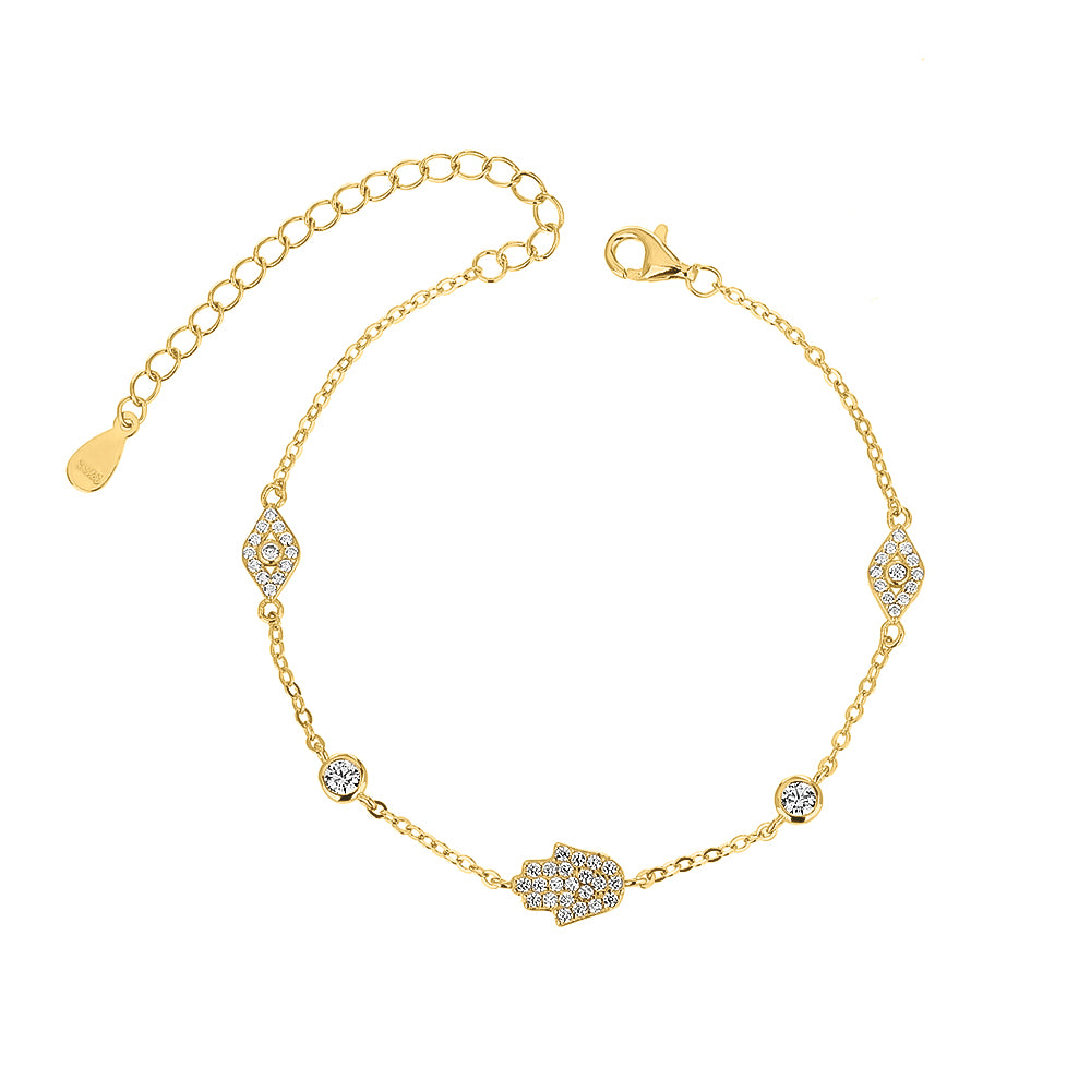 צמיד זהב חמסה ועין משובץ