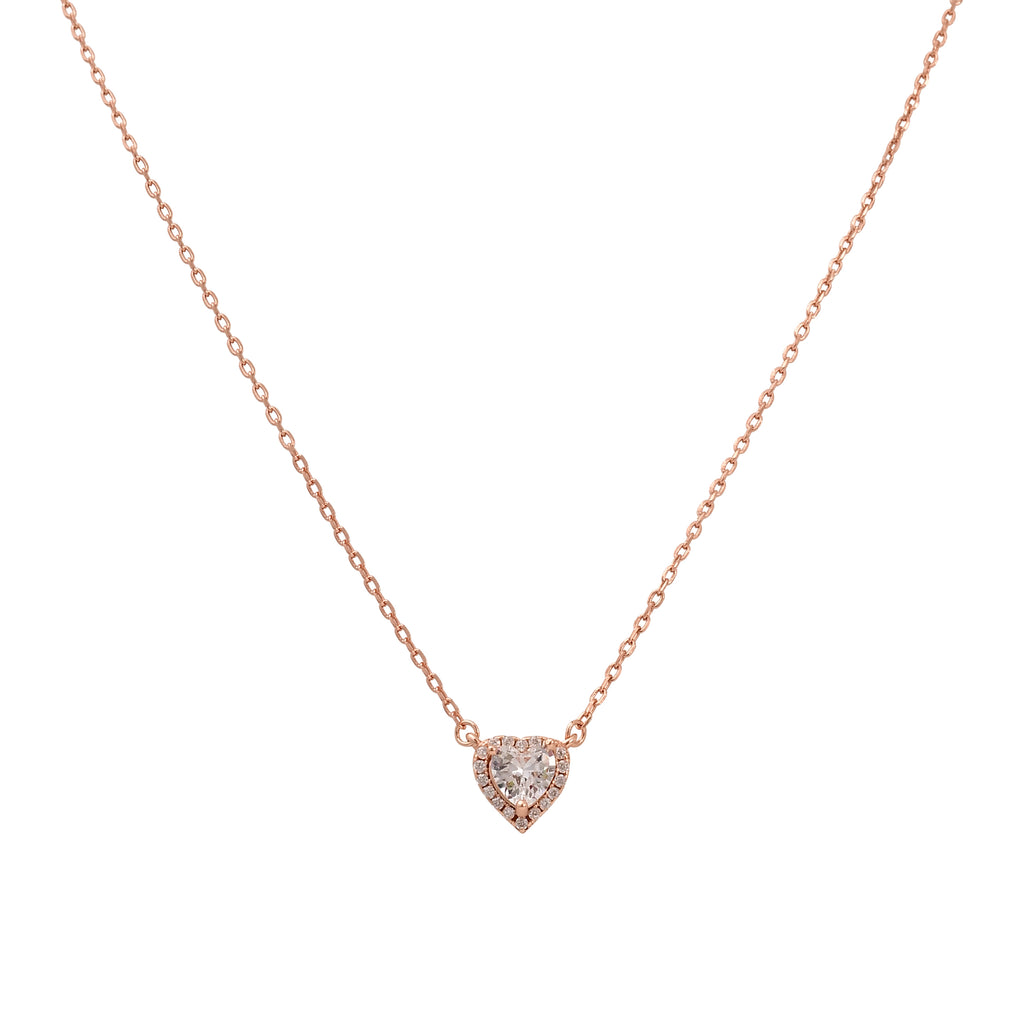 שרשרת רוזגולד לב משובץ