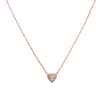 שרשרת רוזגולד לב משובץ