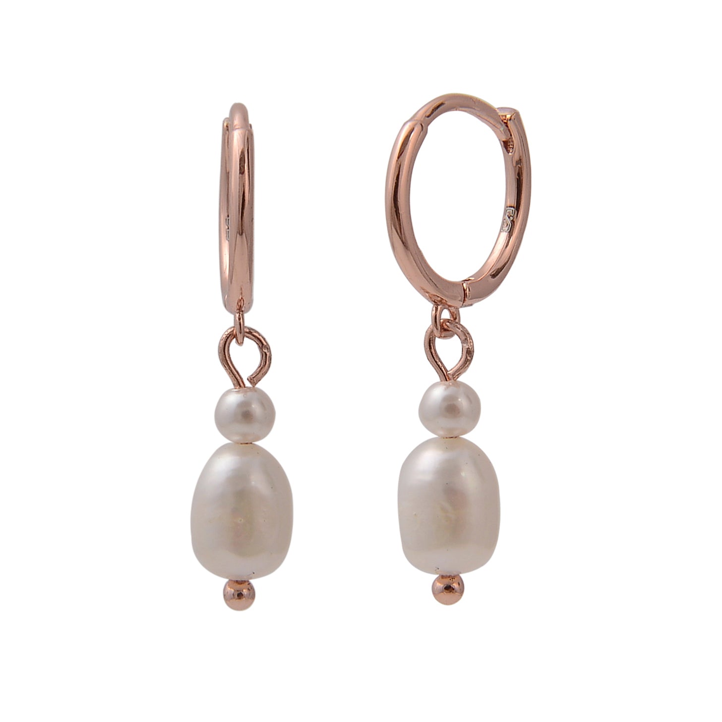 עגיל רוזגולד פנינים נופלות