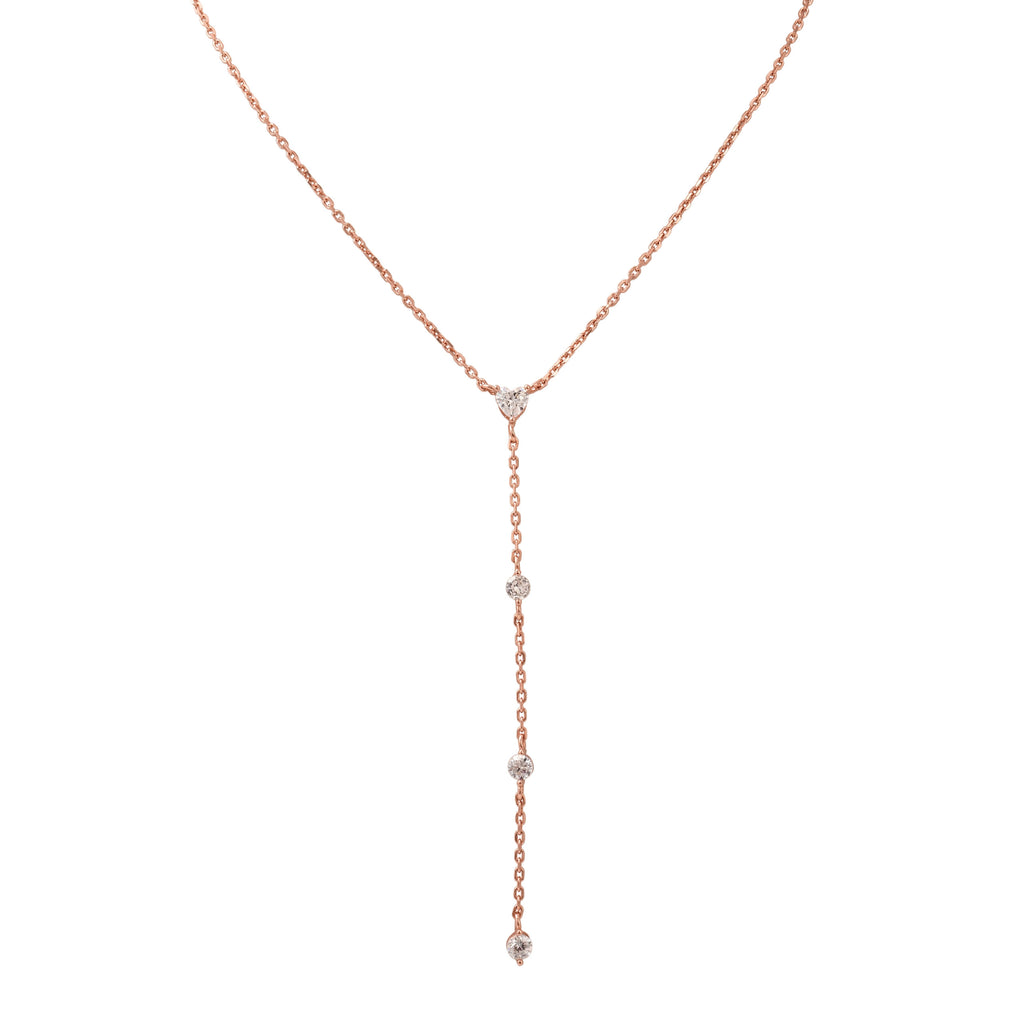 שרשרת רוזגולד עניבה ארבע אבנים