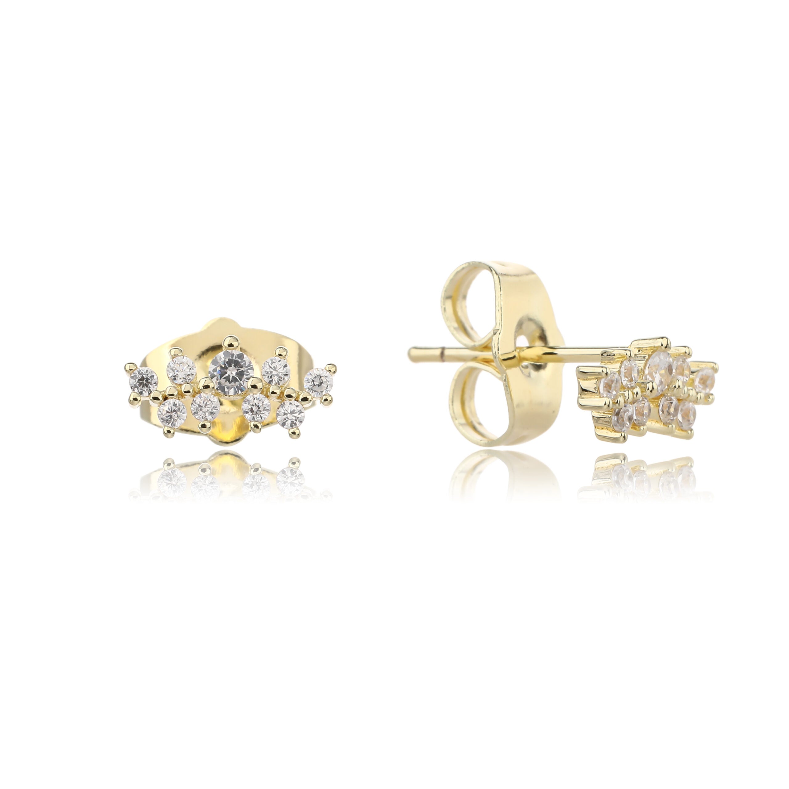 עגיל זהב צמוד משובץ