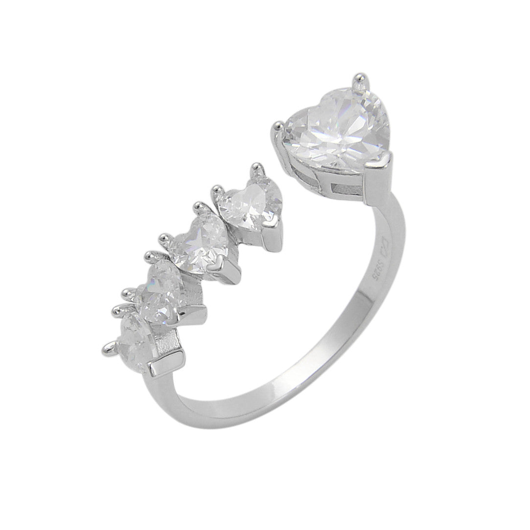 טבעת חמשת הלבבות כסף