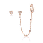 עגיל לב קטן עם שרשרת רוזגולד