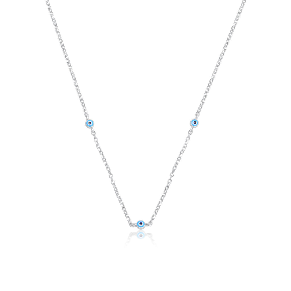 שרשרת עיניים קטנות צבע תכלת