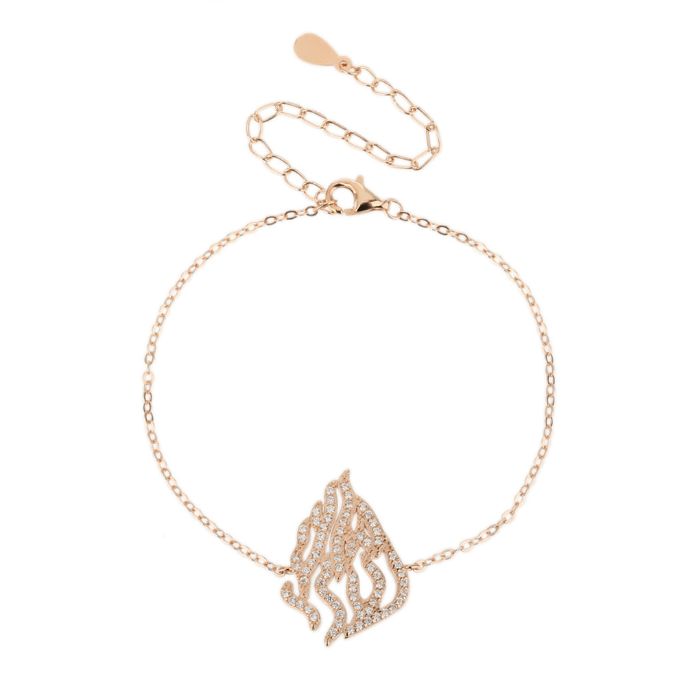 צמיד רוזגולד להבה משובץ