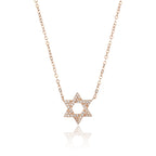 שרשרת מגן דוד רוזגולד משובצת