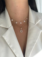 שרשרת צמודה מגן דוד רוזגולד משובצת