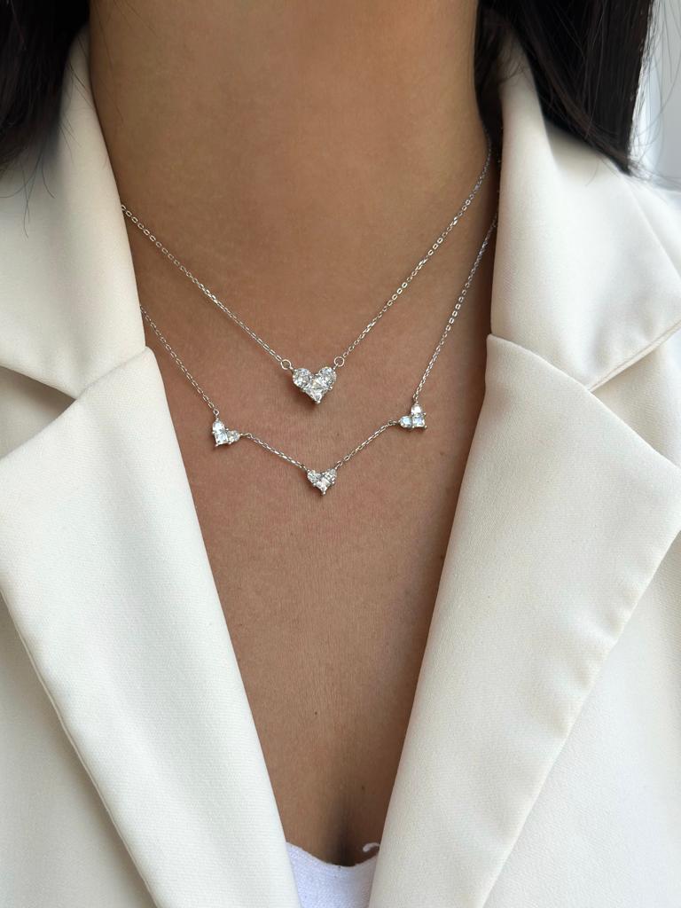 שרשרת רוזגולד לב עם אבנים