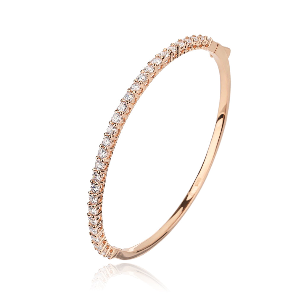 צמיד רוזגולד קשיח משובץ אבנים