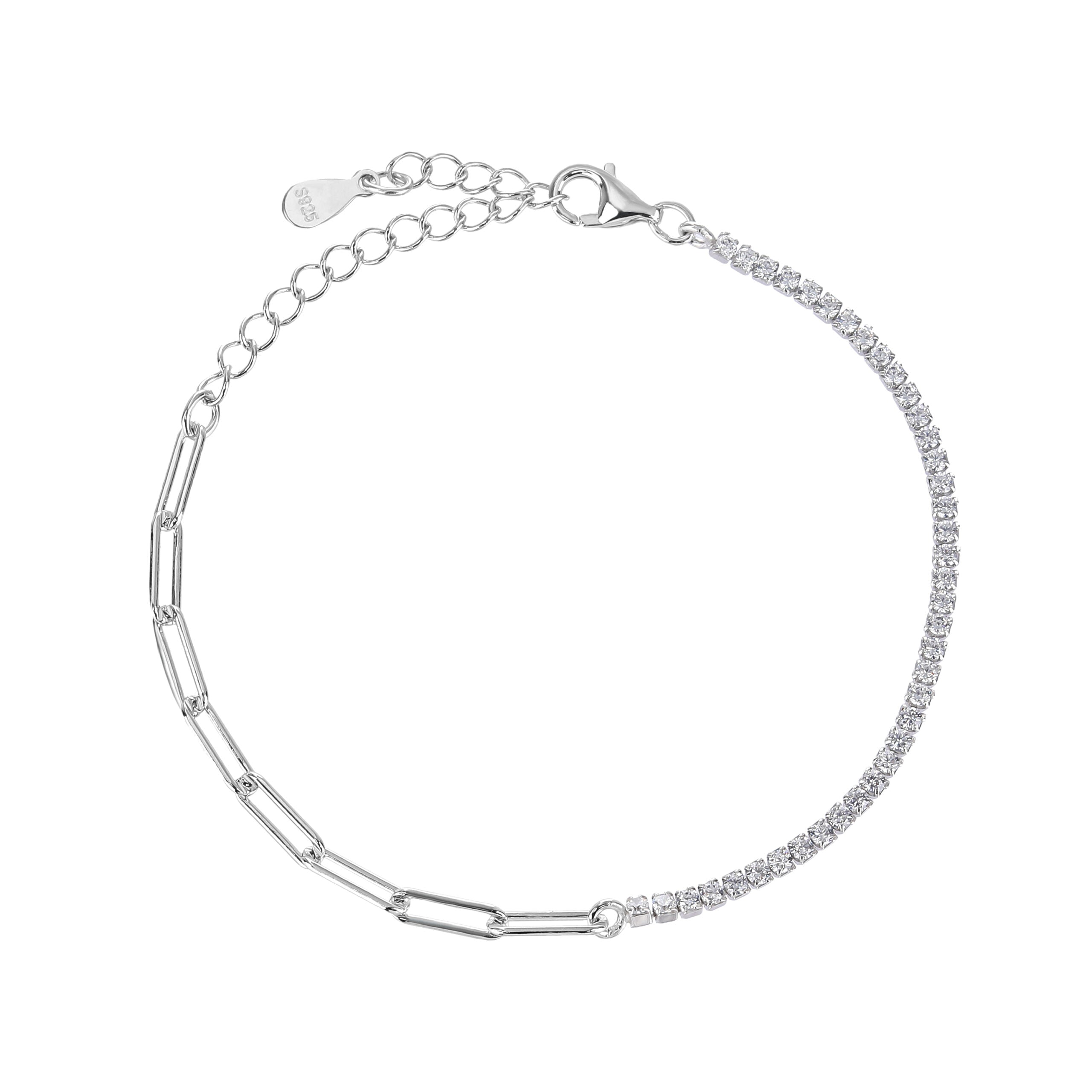 שרשרת כסף טניס משולבת