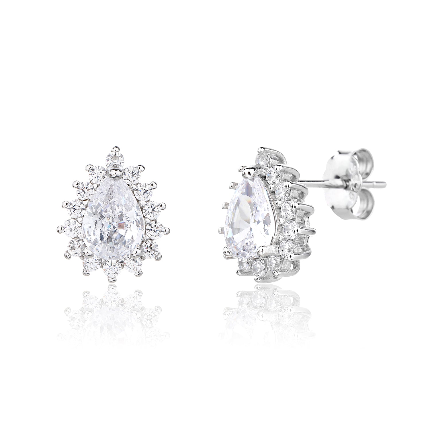 עגיל כסף טיפה עם אבנים