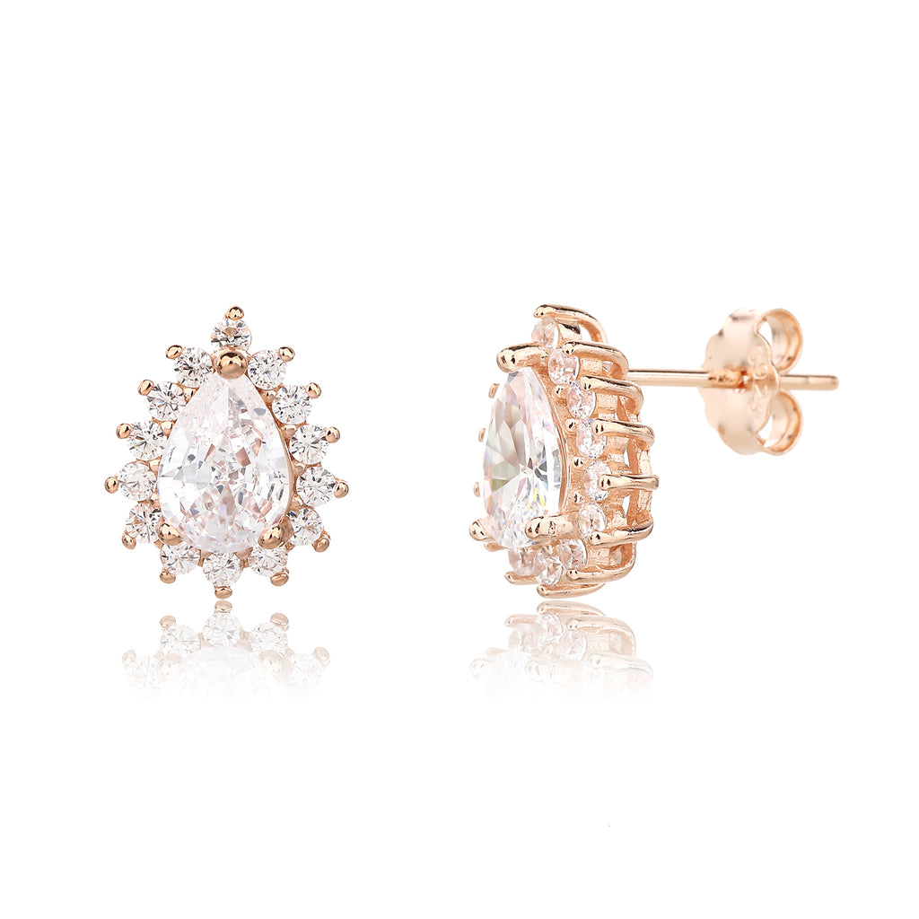 עגיל רוזגולד טיפה עם אנים