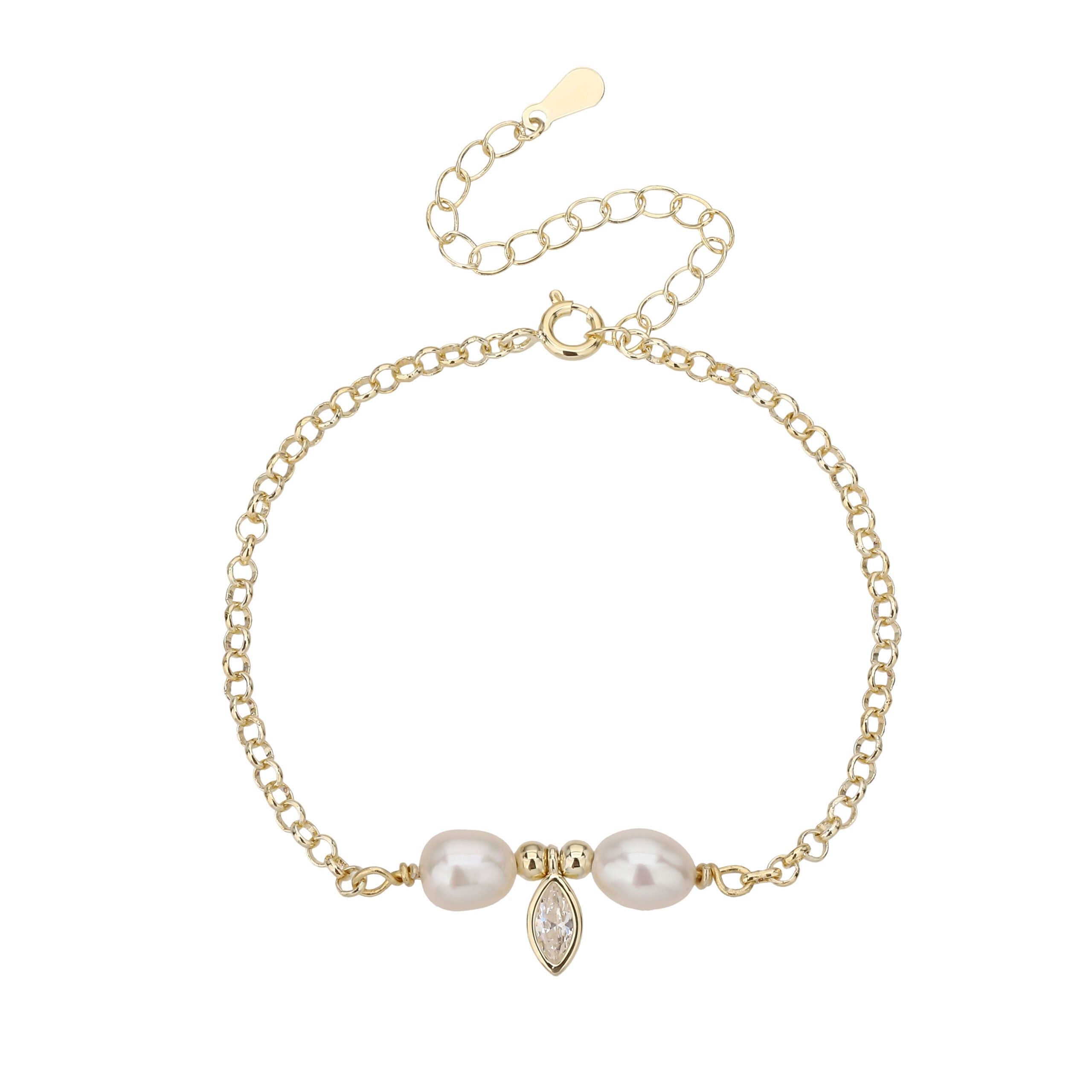 צמיד זהב עם פנינים