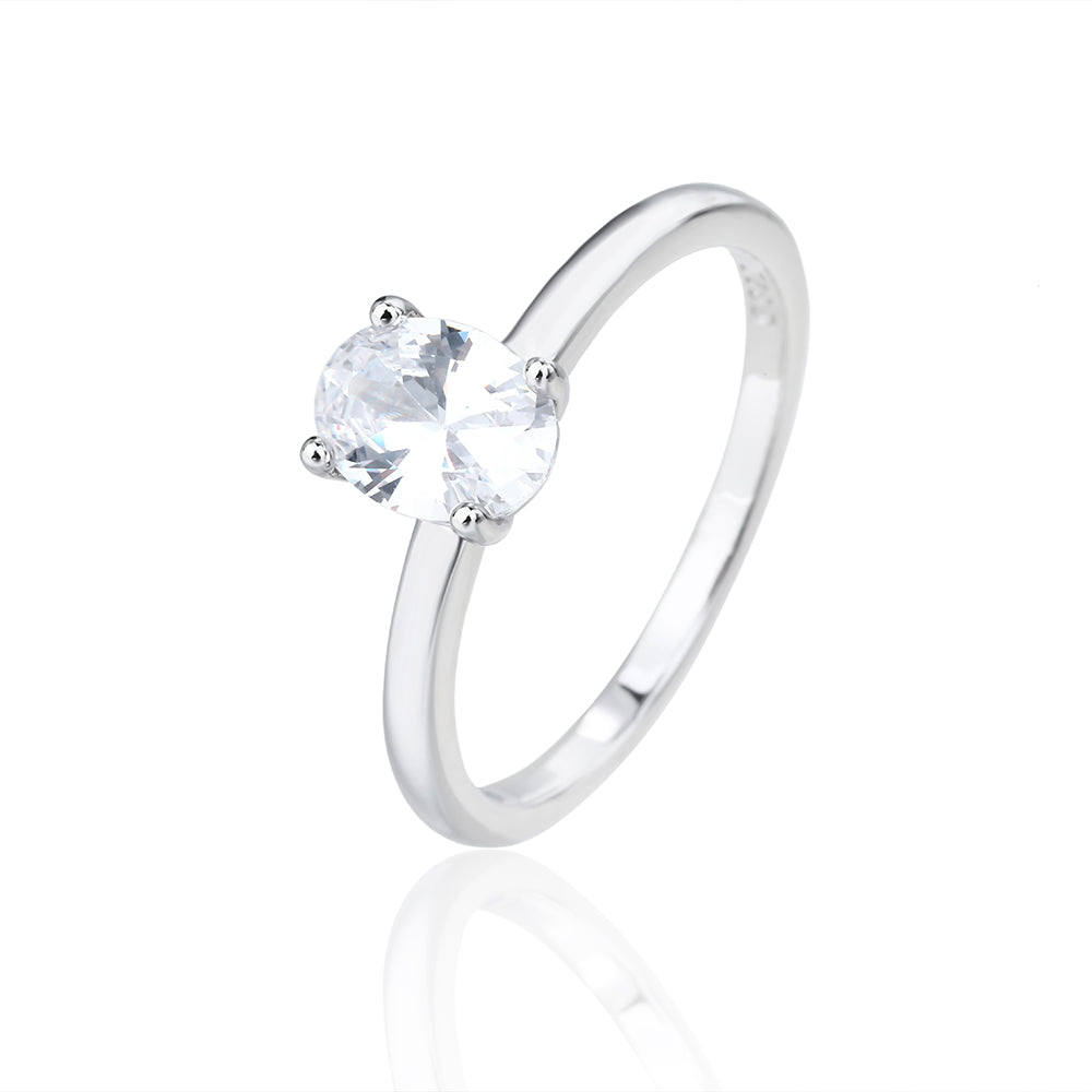 טבעת כסף חלקה אבן אליפסה