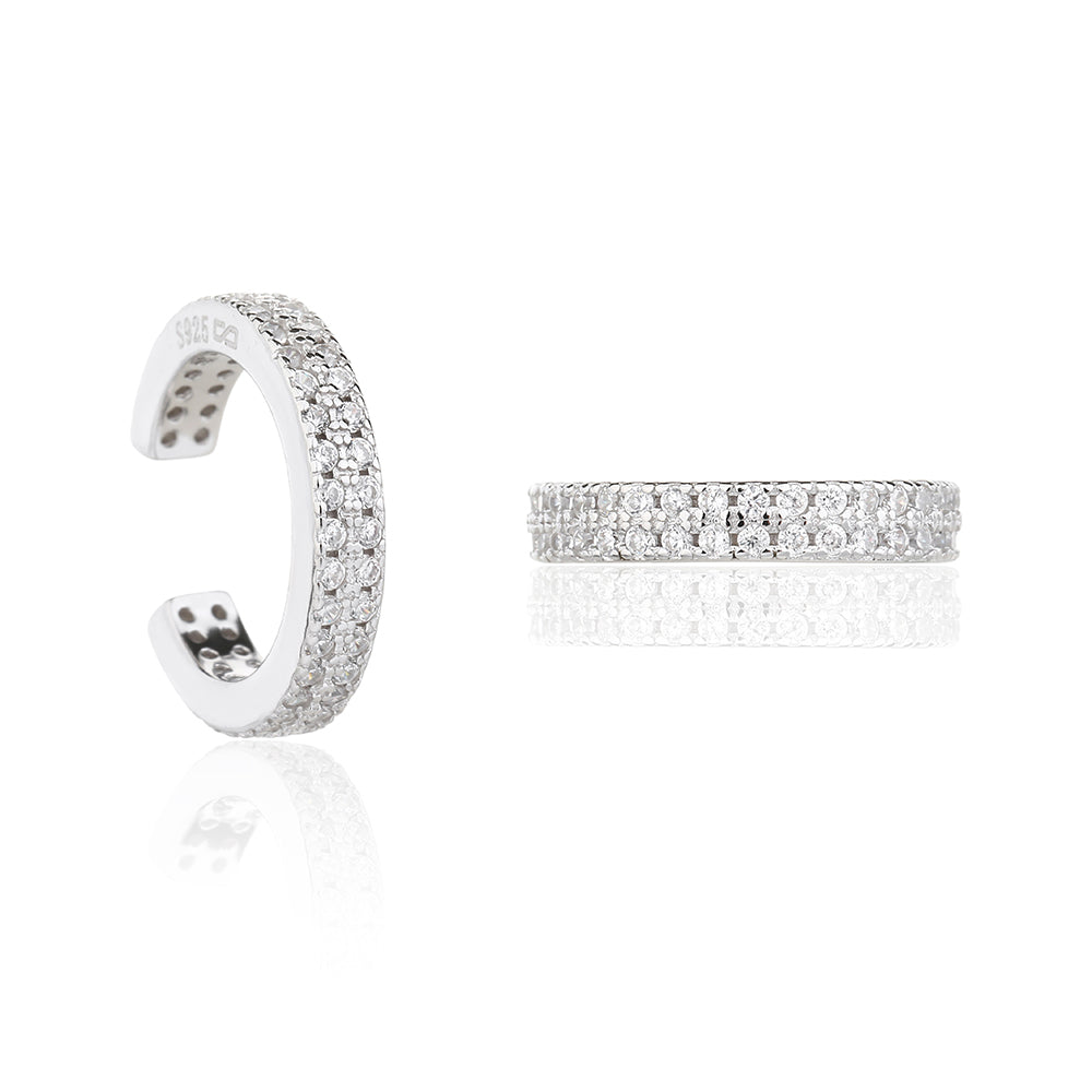 עגיל כסף צמוד משובץ