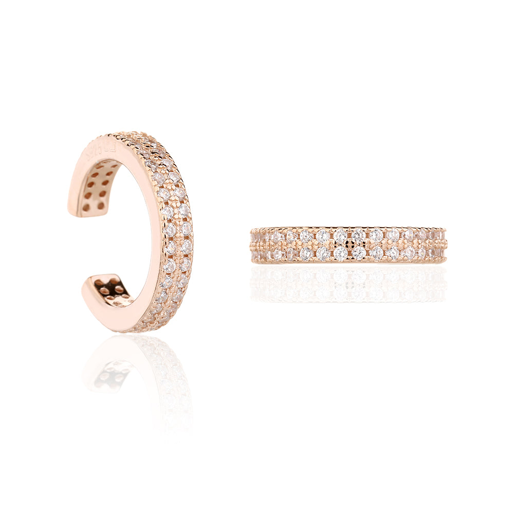 עגיל רוזגולד צמוד משובץ