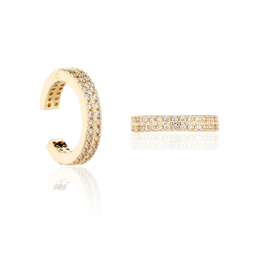 עגיל זהב צמוד משובץ